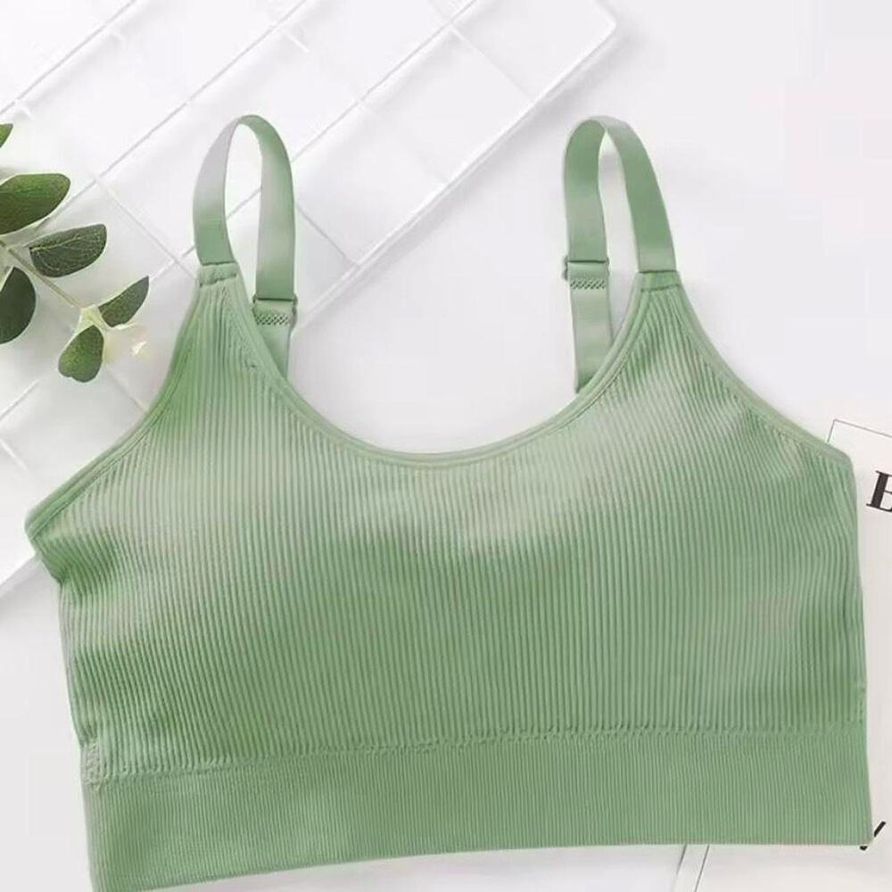 Green ribbed crop top/ braw comfortable brand new in package one size